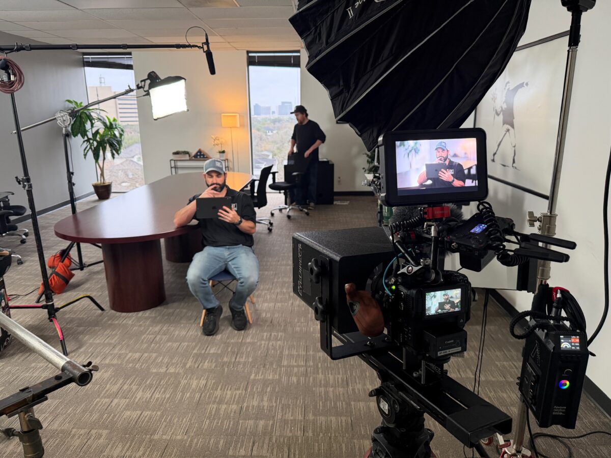 Cut To Create crew filming Adam Funk for Funk Law Group brand video