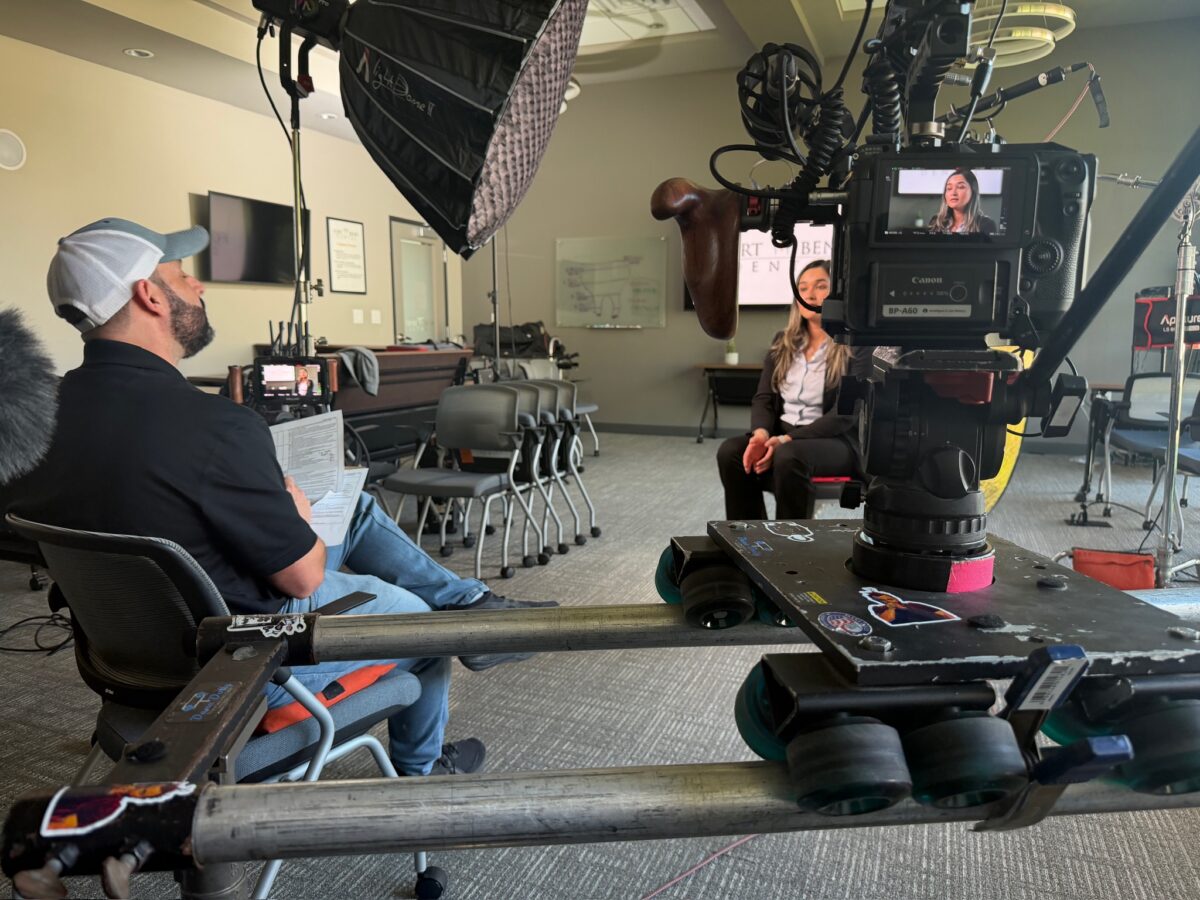Professional interview setup featuring Exectras leadership on camera