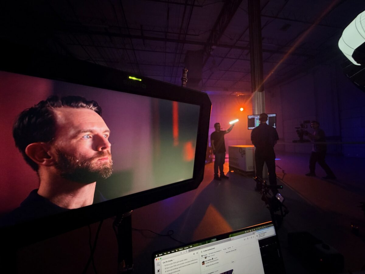 Behind the scenes on Cut To Create's video for Logisnext Jungheinrich Rockrich and Rocla for a video loop to be played at Modex