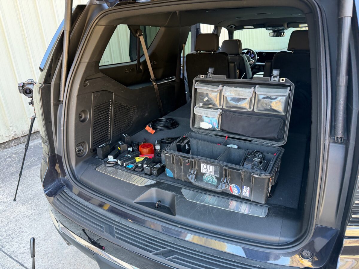 Behind the scenes on Cut To Create's client testimonial shoot for Logisnext and Cat Lift Trucks in Athens, GA