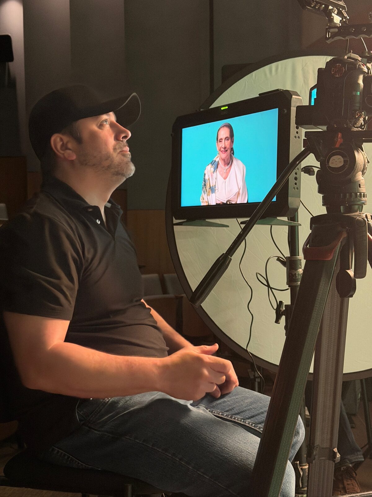 Setting up a multiple camera interview for Holocaust Museum Houston