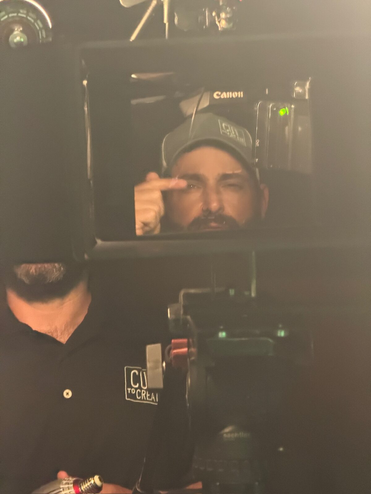 Setting up a multiple camera interview for Holocaust Museum Houston