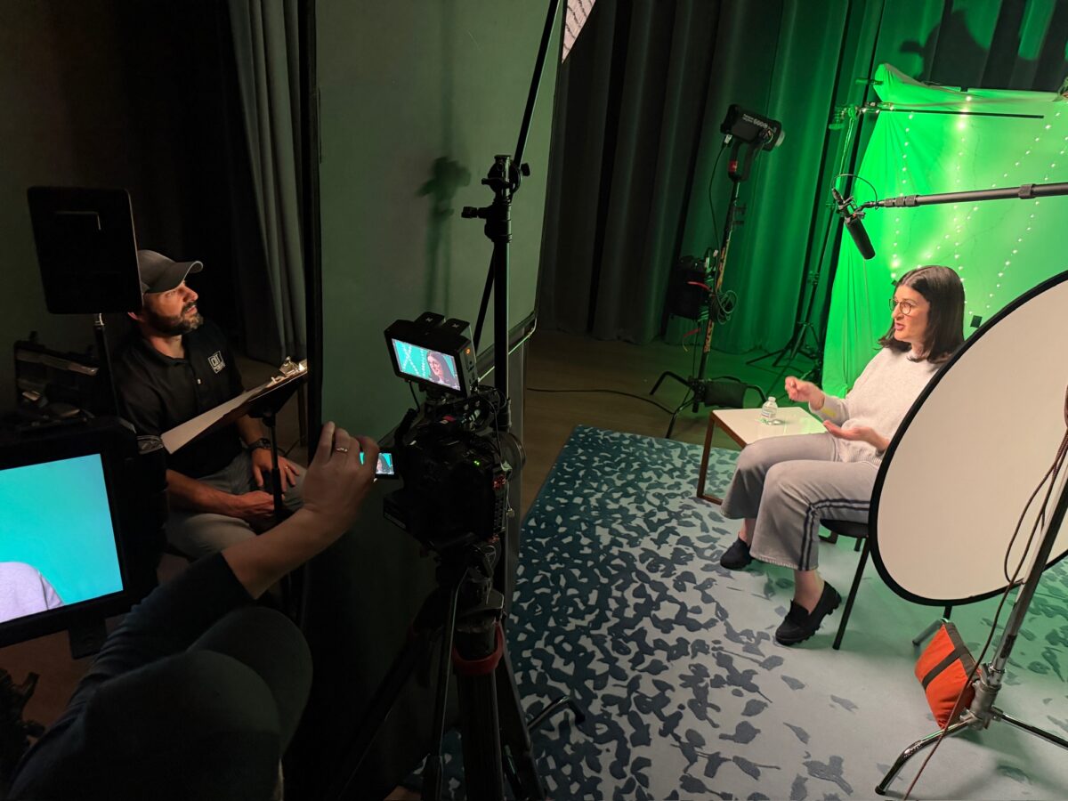 Setting up a multiple camera interview for Holocaust Museum Houston
