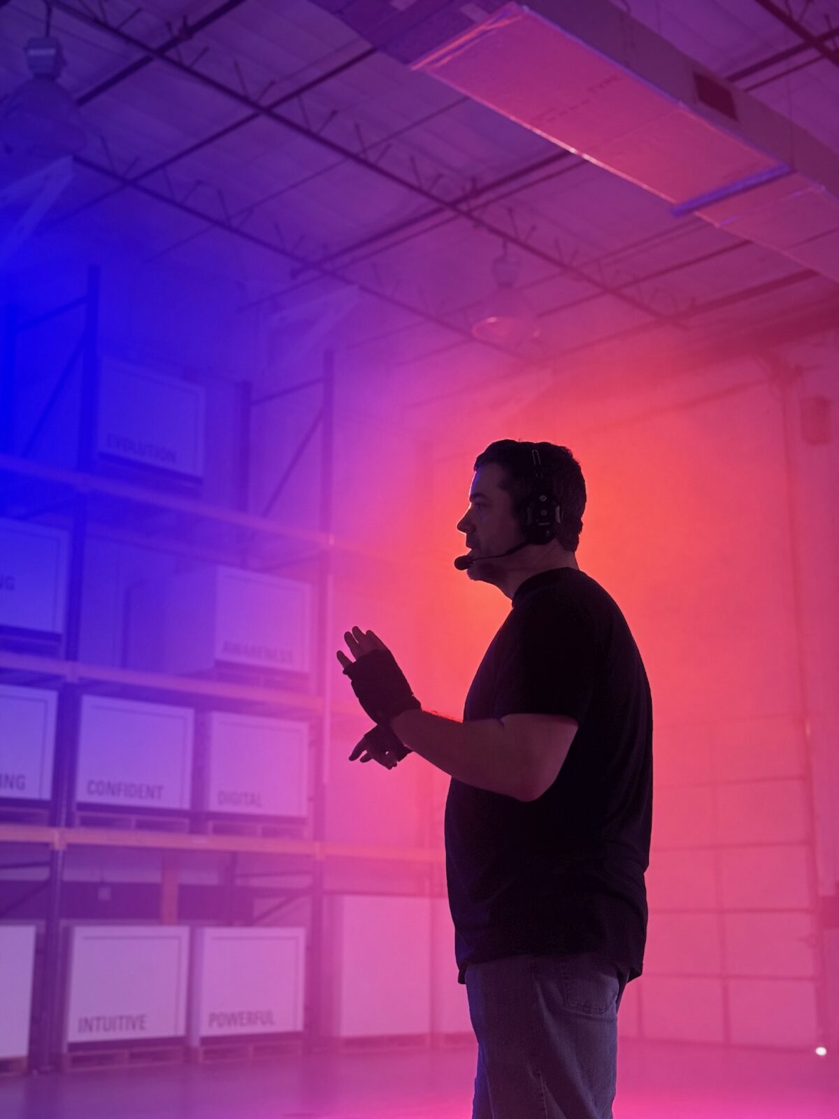 Behind the scenes on Cut To Create's video for Logisnext Jungheinrich Rockrich and Rocla for a video loop to be played at Modex