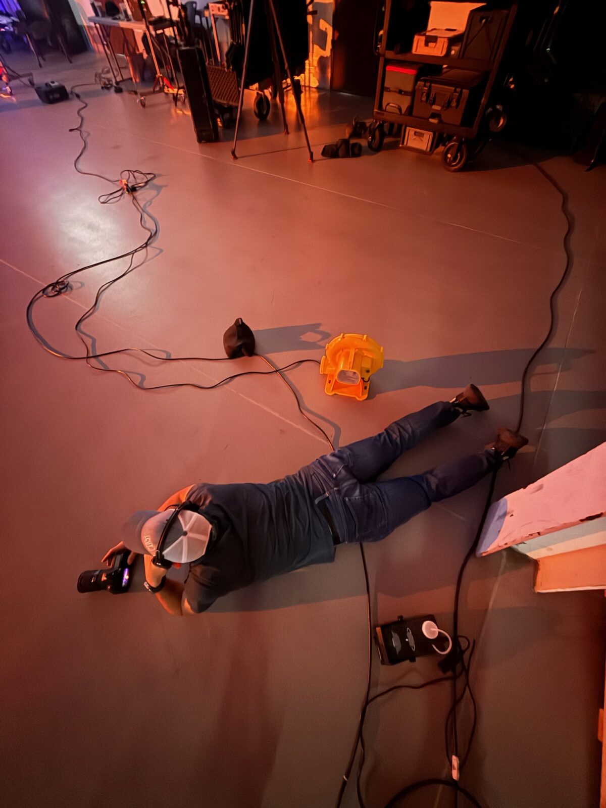 Behind the scenes on Cut To Create's video for Logisnext Jungheinrich Rockrich and Rocla for a video loop to be played at Modex