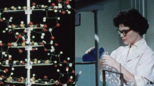 Split screen of archival showing moments of innovation over time