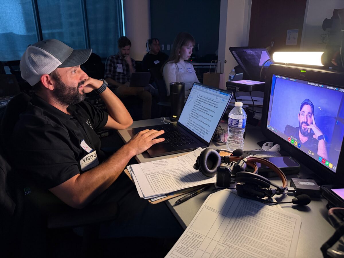 Zach Jankovic conducting an interview for a project for Rice University's Kinder Institute for Urban Research